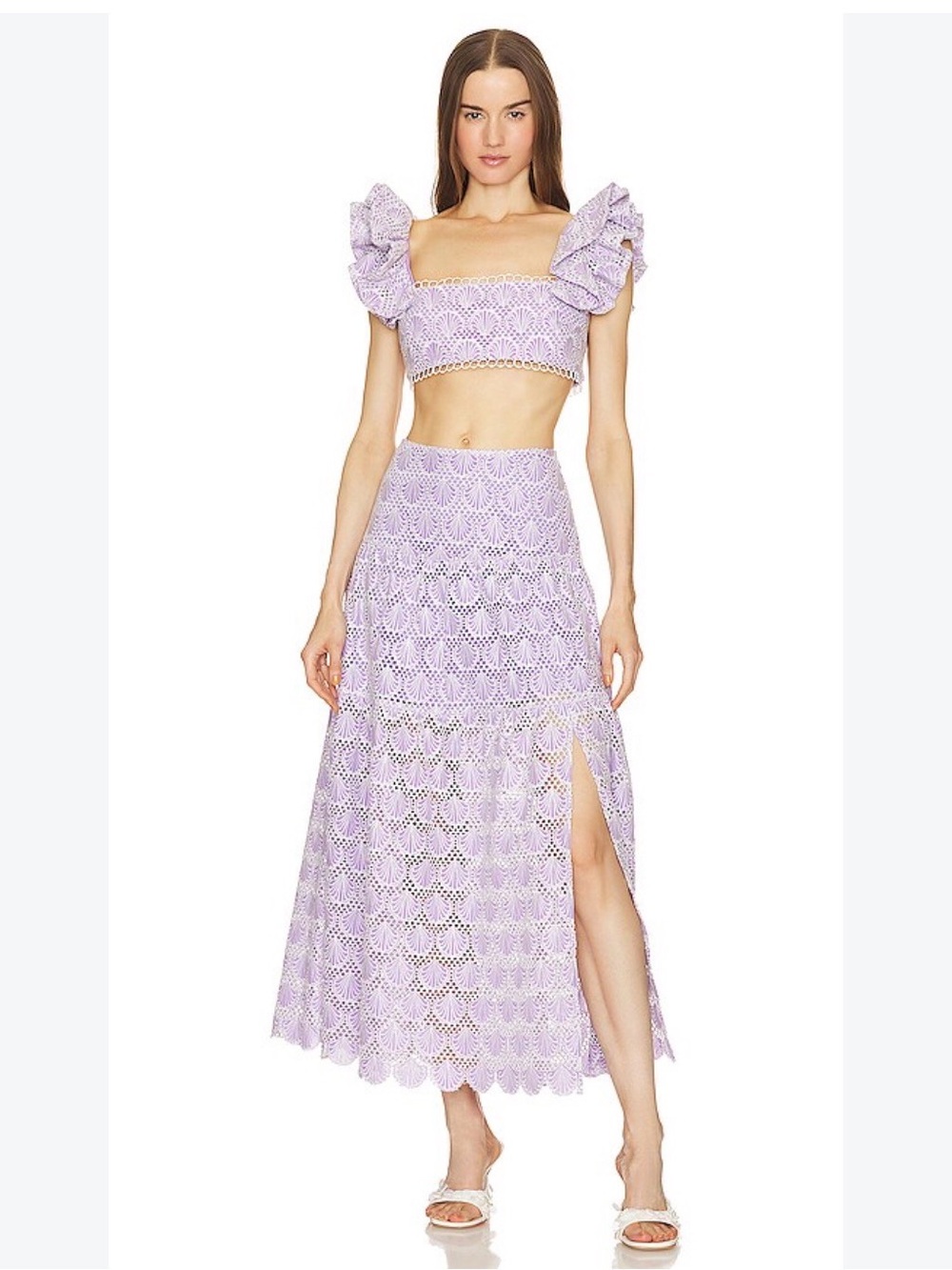 NEW! Saylor Lilac Rogue Seashell Two-Piece Set with tiered scallop embroidery